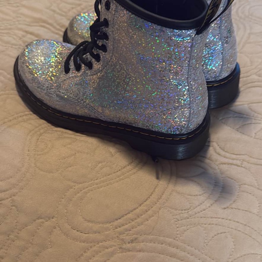 Dr. Martens Kids Silver Glitter Boots